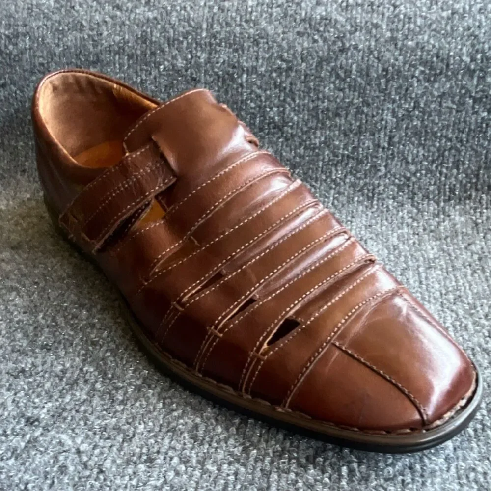 Josef Seibel Fisherman Sandal Loafer Men's Brown Woven Leather Comfort US 10.5